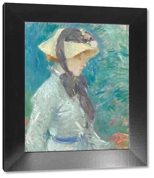 Young Woman with a Straw Hat, 1884. Creator: Berthe Morisot