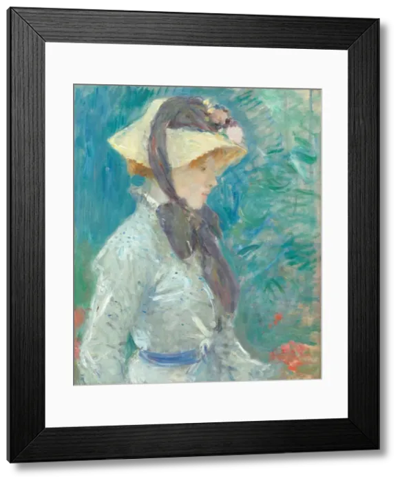 Framed Print : Young Woman with a Straw Hat, 1884. Creator: Berthe Morisot Framed Print : Young Woman with a Straw Hat, 1884. Creator: Berthe Morisot
