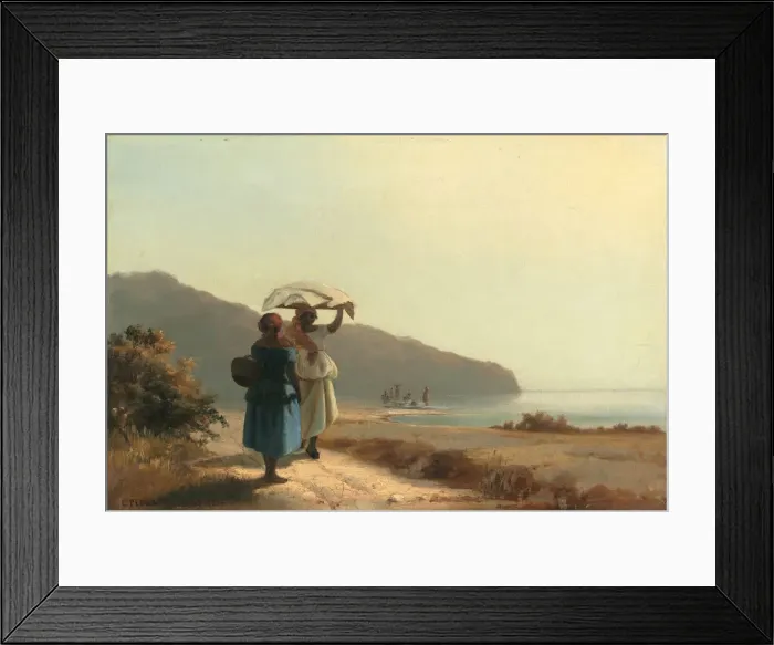 Framed Print : Two Women Chatting by the Sea, St. Thomas, 1856. Creator: Camille Pissarro Framed Print : Two Women Chatting by the Sea, St. Thomas, 1856. Creator: Camille Pissarro