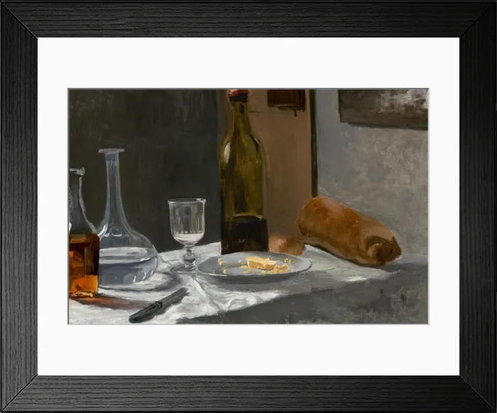 Framed Print : Still Life with Bottle, Carafe, Bread, and Wine, c. 1862 / 1863. Creator: Claude Monet Framed Print : Still Life with Bottle, Carafe, Bread, and Wine, c. 1862 / 1863. Creator: Claude Monet