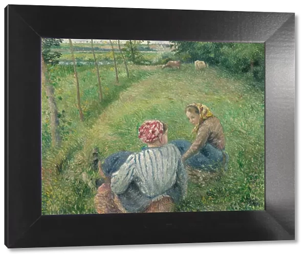 Young Peasant Girls Resting in the Fields near Pontoise, 1882. Creator: Camille Pissarro