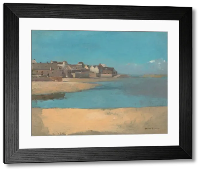 Framed Print : Village by the Sea in Brittany, c. 1880. Creator: Odilon Redon Framed Print : Village by the Sea in Brittany, c. 1880. Creator: Odilon Redon