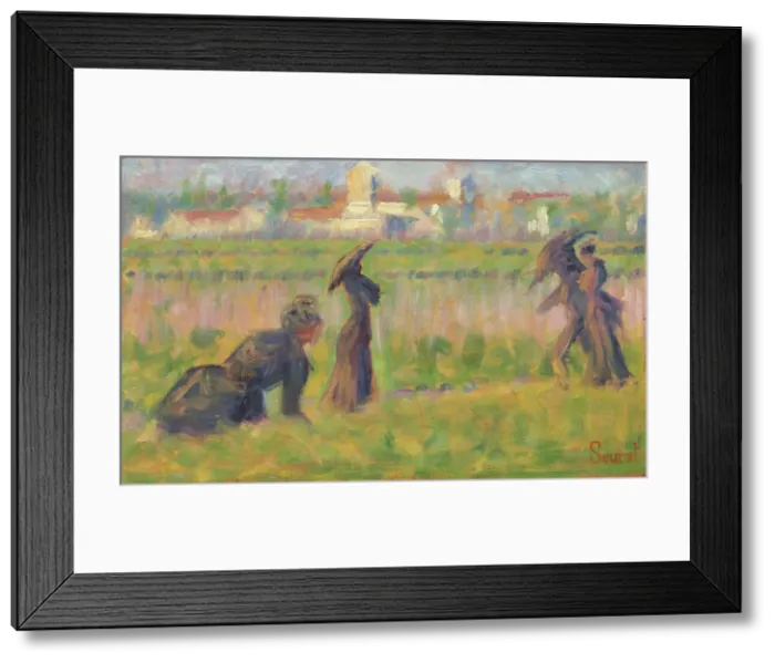 Framed Print : Figures in a Landscape, c. 1883. Creator: Georges-Pierre Seurat Framed Print : Figures in a Landscape, c. 1883. Creator: Georges-Pierre Seurat