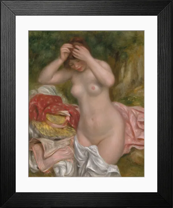 Framed Print : Bather Arranging Her Hair, 1893. Creator: Pierre-Auguste Renoir Framed Print : Bather Arranging Her Hair, 1893. Creator: Pierre-Auguste Renoir