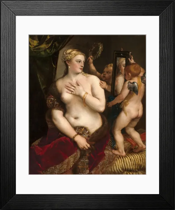 Framed Print : Venus with a Mirror, c. 1555. Creator: Titian Framed Print : Venus with a Mirror, c. 1555. Creator: Titian