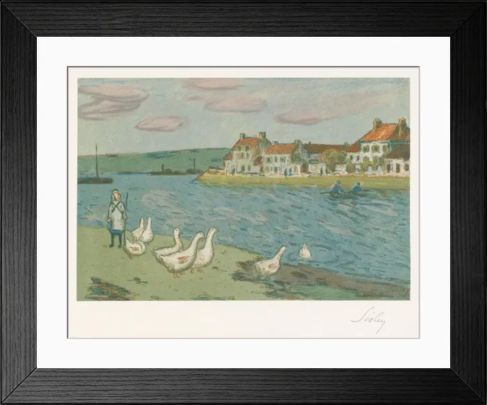 Framed Print : Banks of the River (Les Bords de riviere), 1897. Creators: Alfred Sisley Framed Print : Banks of the River (Les Bords de riviere), 1897. Creators: Alfred Sisley