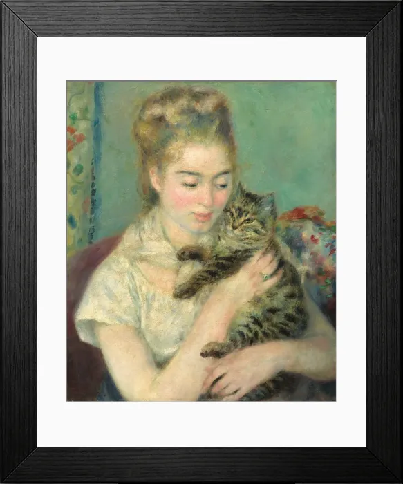 Framed Print : Woman with a Cat, c. 1875. Creator: Pierre-Auguste Renoir Framed Print : Woman with a Cat, c. 1875. Creator: Pierre-Auguste Renoir