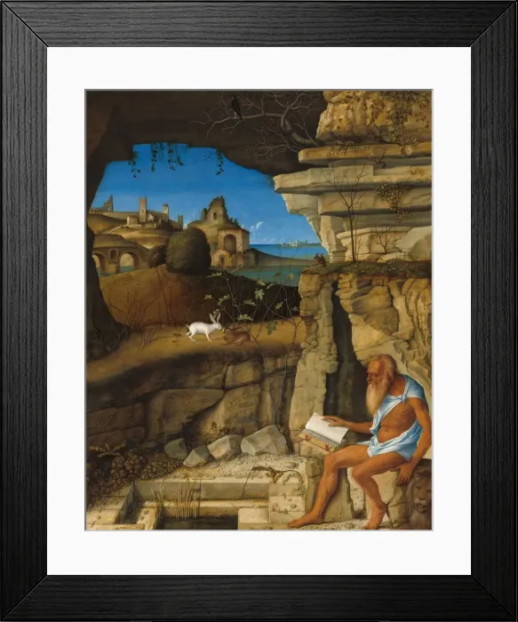 Framed Print : Saint Jerome Reading, 1505. Creator: Giovanni Bellini