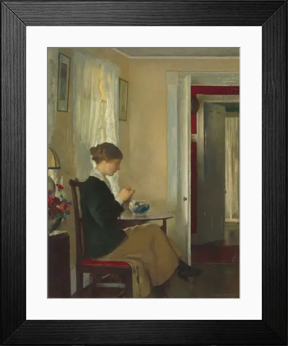 Framed Print : Josephine Knitting, 1916. Creator: Edmund Charles Tarbell Framed Print : Josephine Knitting, 1916. Creator: Edmund Charles Tarbell