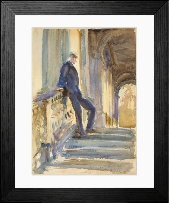 Framed Print : Sir Neville Wilkinson on the Steps of the Palladian Bridge at Wilton House, 1904 / 1905 Framed Print : Sir Neville Wilkinson on the Steps of the Palladian Bridge at Wilton House, 1904 / 1905