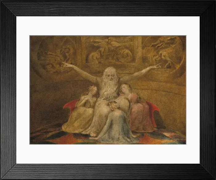 Framed Print : Job and His Daughters, 1799 / 1800. Creator: William Blake Framed Print : Job and His Daughters, 1799 / 1800. Creator: William Blake
