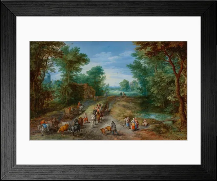 Framed Print : Wooded Landscape with Travelers, 1610. Creator: Jan Brueghel the Elder Framed Print : Wooded Landscape with Travelers, 1610. Creator: Jan Brueghel the Elder