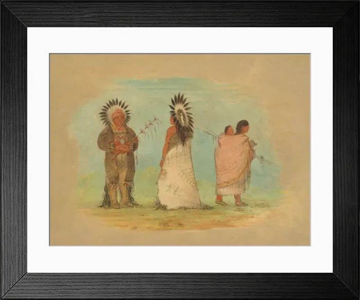 Framed Print : Two Ottoe Chiefs and a Woman, 1861 / 1869. Creator: George Catlin Framed Print : Two Ottoe Chiefs and a Woman, 1861 / 1869. Creator: George Catlin
