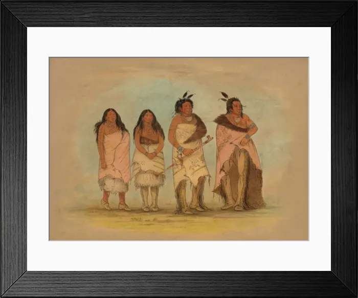 Framed Print : Pawneepict Chief, Two Daughters, and a Warrior, 1861 / 1869. Creator: George Catlin Framed Print : Pawneepict Chief, Two Daughters, and a Warrior, 1861 / 1869. Creator: George Catlin