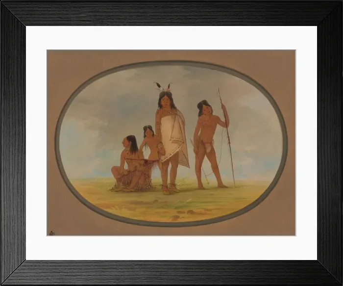 Framed Print : Four Flathead Indians, 1855 / 1869. Creator: George Catlin Framed Print : Four Flathead Indians, 1855 / 1869. Creator: George Catlin