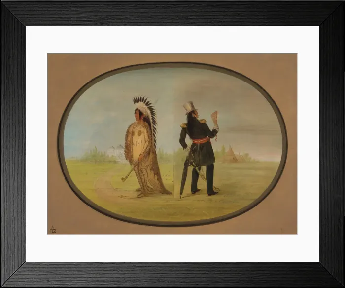 Framed Print : Assinneboine Chief before and after Civilization, 1861 / 1869. Creator: George Catlin Framed Print : Assinneboine Chief before and after Civilization, 1861 / 1869. Creator: George Catlin