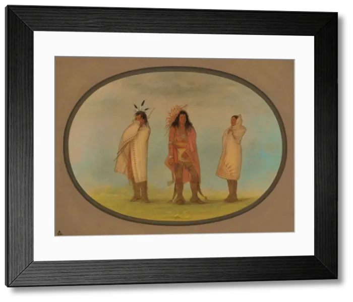 Framed Print : Three Iroquois Indians, 1861 / 1869. Creator: George Catlin Framed Print : Three Iroquois Indians, 1861 / 1869. Creator: George Catlin