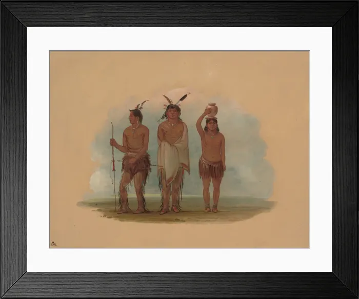 Framed Print : Three Walla Walla Indians, 1855 / 1869. Creator: George Catlin Framed Print : Three Walla Walla Indians, 1855 / 1869. Creator: George Catlin
