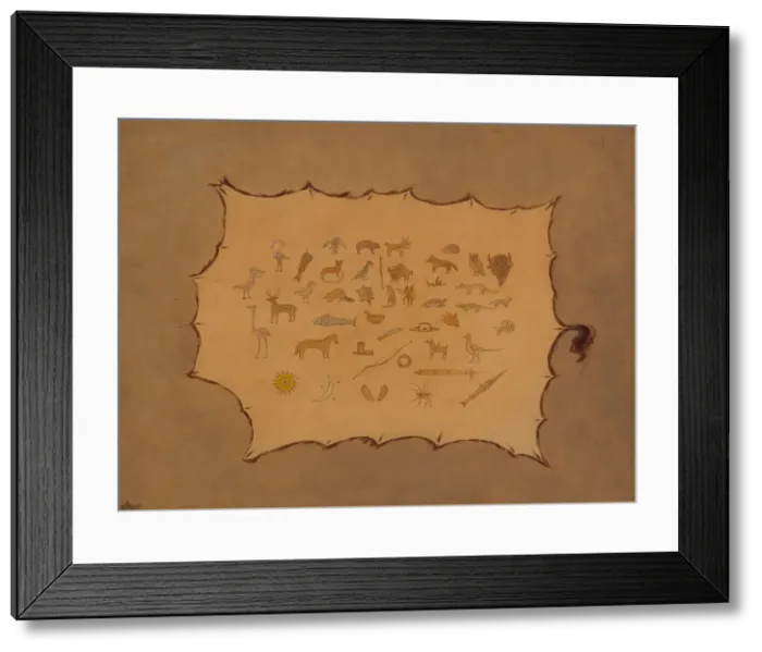 Framed Print : Facsimile of an Ojibbeway Robe, 1861 / 1869. Creator: George Catlin Framed Print : Facsimile of an Ojibbeway Robe, 1861 / 1869. Creator: George Catlin