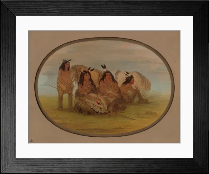 Framed Print : Camanchee Chief with Three Warriors, 1861 / 1869. Creator: George Catlin Framed Print : Camanchee Chief with Three Warriors, 1861 / 1869. Creator: George Catlin