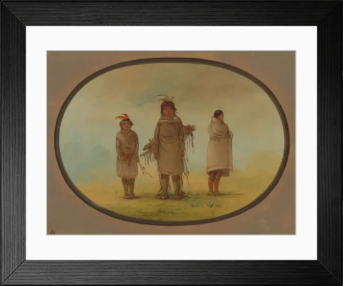Framed Print : A Stone Warrior, His Wife, and a Boy, 1855 / 1869. Creator: George Catlin Framed Print : A Stone Warrior, His Wife, and a Boy, 1855 / 1869. Creator: George Catlin