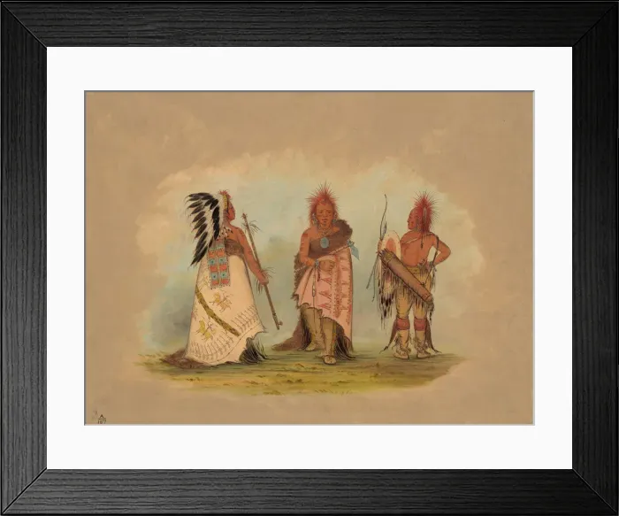 Framed Print : A Pawnee Chief with Two Warriors, 1861 / 1869. Creator: George Catlin Framed Print : A Pawnee Chief with Two Warriors, 1861 / 1869. Creator: George Catlin