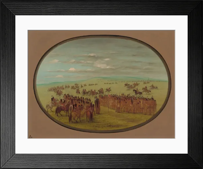 Framed Print : Horse Racing - Minatarrees, 1861 / 1869. Creator: George Catlin Framed Print : Horse Racing - Minatarrees, 1861 / 1869. Creator: George Catlin