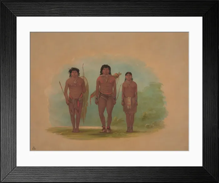 Framed Print : Chaco Chief, His Wife, and a Warrior, 1854 / 1869. Creator: George Catlin Framed Print : Chaco Chief, His Wife, and a Warrior, 1854 / 1869. Creator: George Catlin