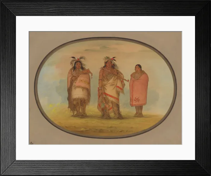 Framed Print : Menomonie Chief, His Wife, and Son, 1861 / 1869. Creator: George Catlin Framed Print : Menomonie Chief, His Wife, and Son, 1861 / 1869. Creator: George Catlin