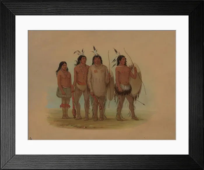 Framed Print : Kiowa Chief, His Wife, and Two Warriors, 1861 / 1869. Creator: George Catlin Framed Print : Kiowa Chief, His Wife, and Two Warriors, 1861 / 1869. Creator: George Catlin