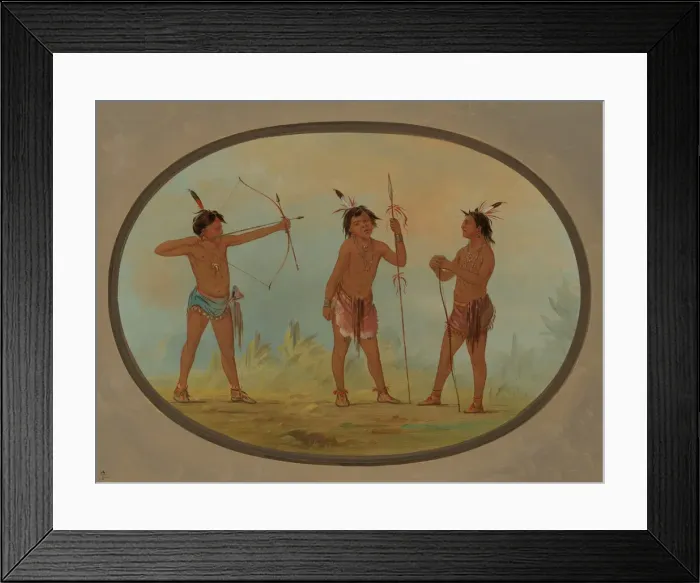 Framed Print : Three Shoshonee Warriors Armed for War, 1861 / 1869. Creator: George Catlin Framed Print : Three Shoshonee Warriors Armed for War, 1861 / 1869. Creator: George Catlin