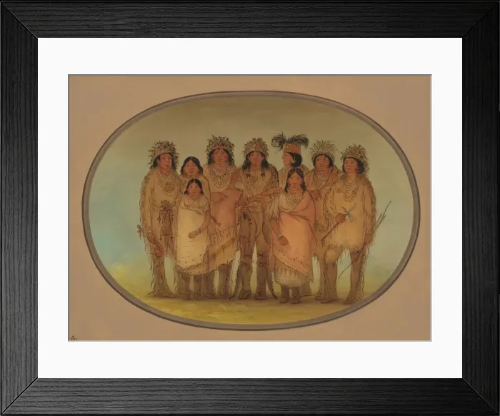 Framed Print : Nine Ojibbeway Indians in London, 1861 / 1869. Creator: George Catlin Framed Print : Nine Ojibbeway Indians in London, 1861 / 1869. Creator: George Catlin