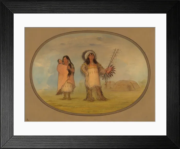 Framed Print : Mandan Civil Chief, His Wife, and Child, 1861 / 1869. Creator: George Catlin Framed Print : Mandan Civil Chief, His Wife, and Child, 1861 / 1869. Creator: George Catlin