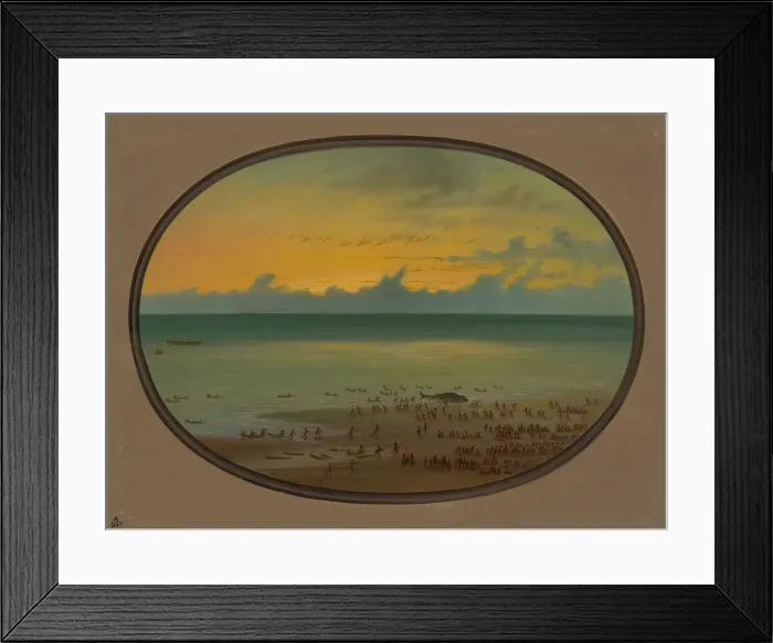 Framed Print : A Whale Ashore - Klahoquat, 1855 / 1869. Creator: George Catlin Framed Print : A Whale Ashore - Klahoquat, 1855 / 1869. Creator: George Catlin