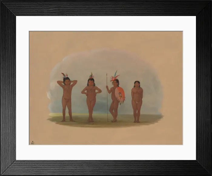 Framed Print : Four Zurumati Children, 1854  /  1869. Creator: George Catlin