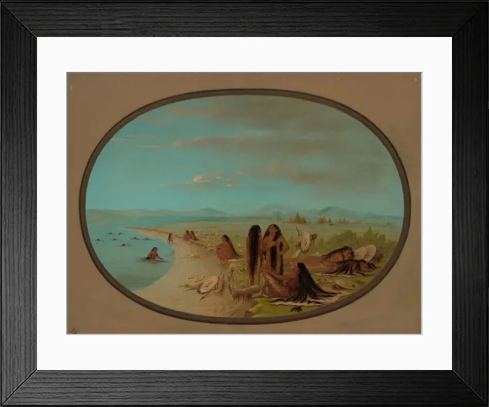 Framed Print : Crow Warriors Bathing, 1861 / 1869. Creator: George Catlin Framed Print : Crow Warriors Bathing, 1861 / 1869. Creator: George Catlin