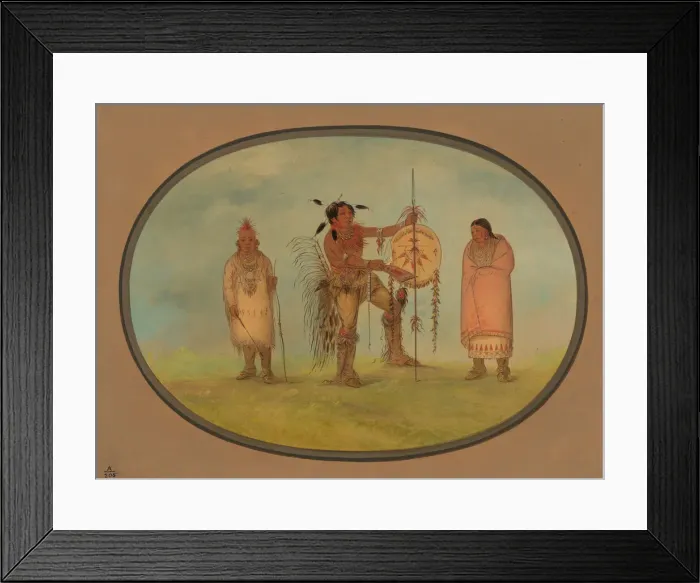 Framed Print : Saukie Warrior, His Wife, and a Boy, 1861 / 1869. Creator: George Catlin Framed Print : Saukie Warrior, His Wife, and a Boy, 1861 / 1869. Creator: George Catlin