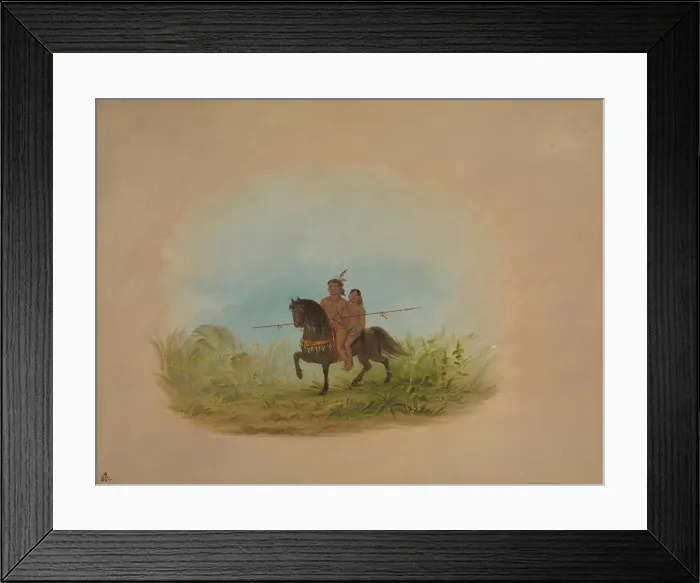 Framed Print : Bride and Groom on Horseback - Connibo, 1854 / 1869. Creator: George Catlin Framed Print : Bride and Groom on Horseback - Connibo, 1854 / 1869. Creator: George Catlin