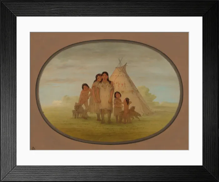 Framed Print : Camanchee Chiefs Children and Wigwam, 1861 / 1869. Creator: George Catlin Framed Print : Camanchee Chiefs Children and Wigwam, 1861 / 1869. Creator: George Catlin