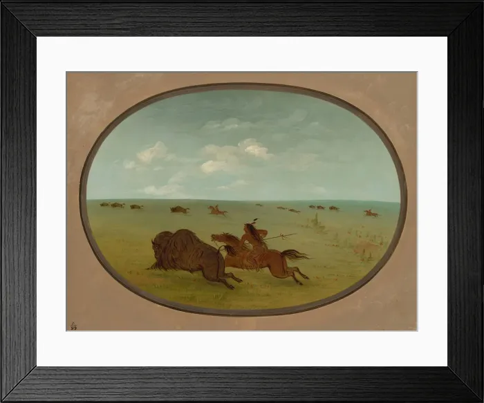 Framed Print : Buffalo Chase, Sioux Indians, Upper Missouri, 1861 / 1869. Creator: George Catlin Framed Print : Buffalo Chase, Sioux Indians, Upper Missouri, 1861 / 1869. Creator: George Catlin