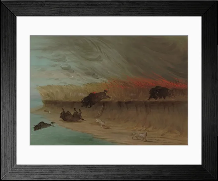 Framed Print : Prairie Meadows Burning, 1861 / 1869. Creator: George Catlin Framed Print : Prairie Meadows Burning, 1861 / 1869. Creator: George Catlin