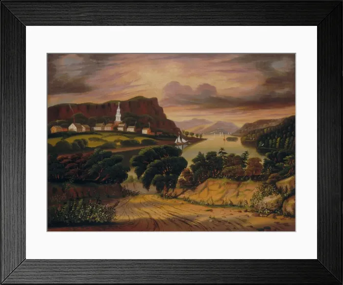 Framed Print : Lake George and the Village of Caldwell, mid 19th century. Creator: Thomas Chambers Framed Print : Lake George and the Village of Caldwell, mid 19th century. Creator: Thomas Chambers