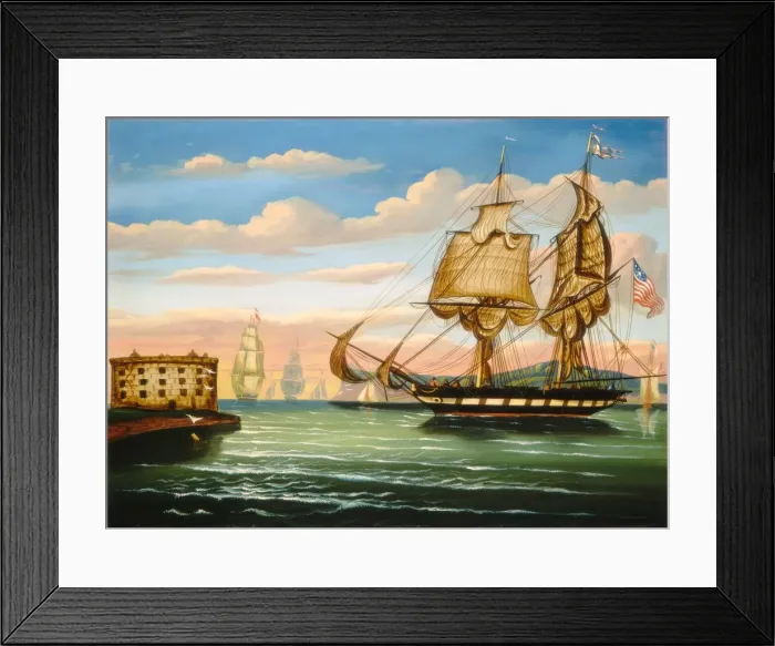 Framed Print : Bay of New York, Sunset, mid 19th century. Creator: Thomas Chambers Framed Print : Bay of New York, Sunset, mid 19th century. Creator: Thomas Chambers
