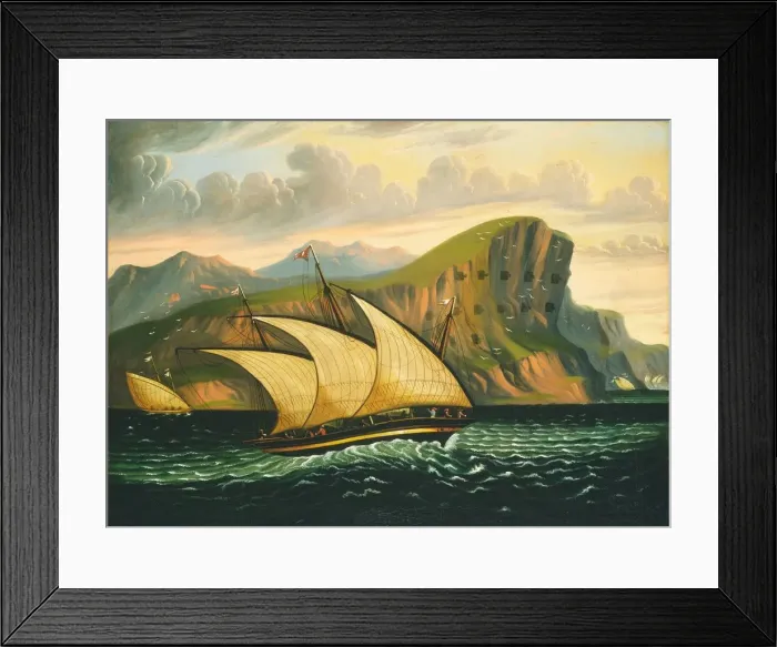 Framed Print : Felucca off Gibraltar, mid 19th century. Creator: Thomas Chambers Framed Print : Felucca off Gibraltar, mid 19th century. Creator: Thomas Chambers
