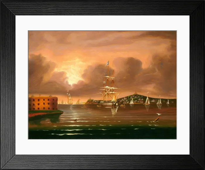 Framed Print : Threatening Sky, Bay of New York, mid 19th century. Creator: Thomas Chambers Framed Print : Threatening Sky, Bay of New York, mid 19th century. Creator: Thomas Chambers