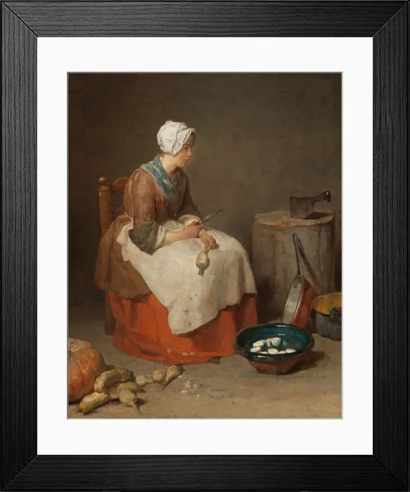 Framed Print : The Kitchen Maid, 1738. Creator: Jean-Simeon Chardin Framed Print : The Kitchen Maid, 1738. Creator: Jean-Simeon Chardin