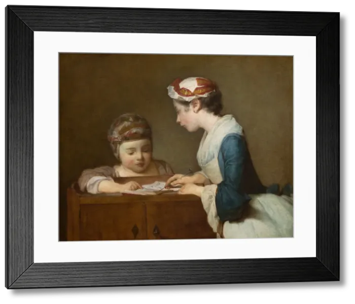 Framed Print : The Little Schoolmistress, after 1740. Creator: Jean-Simeon Chardin Framed Print : The Little Schoolmistress, after 1740. Creator: Jean-Simeon Chardin