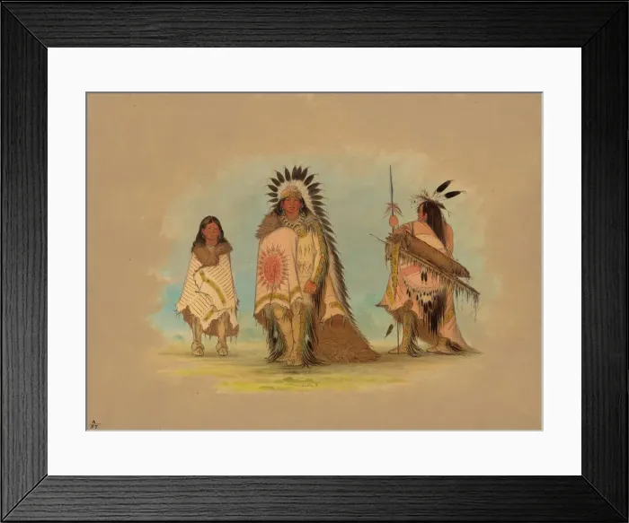 Framed Print : A Sioux Chief, His Daughter, and a Warrior, 1861 / 1869. Creator: George Catlin Framed Print : A Sioux Chief, His Daughter, and a Warrior, 1861 / 1869. Creator: George Catlin