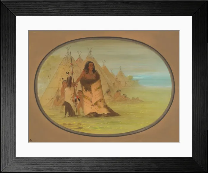 Framed Print : Puncah Chief Surrounded by His Family, 1861 / 1869. Creator: George Catlin Framed Print : Puncah Chief Surrounded by His Family, 1861 / 1869. Creator: George Catlin