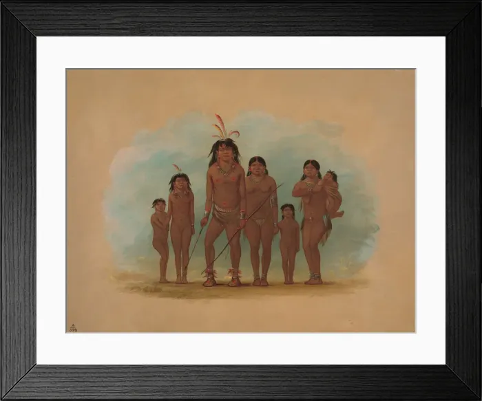 Framed Print : Lengua Chief, His Two Wives, and Four Children, 1854 / 1869. Creator: George Catlin Framed Print : Lengua Chief, His Two Wives, and Four Children, 1854 / 1869. Creator: George Catlin